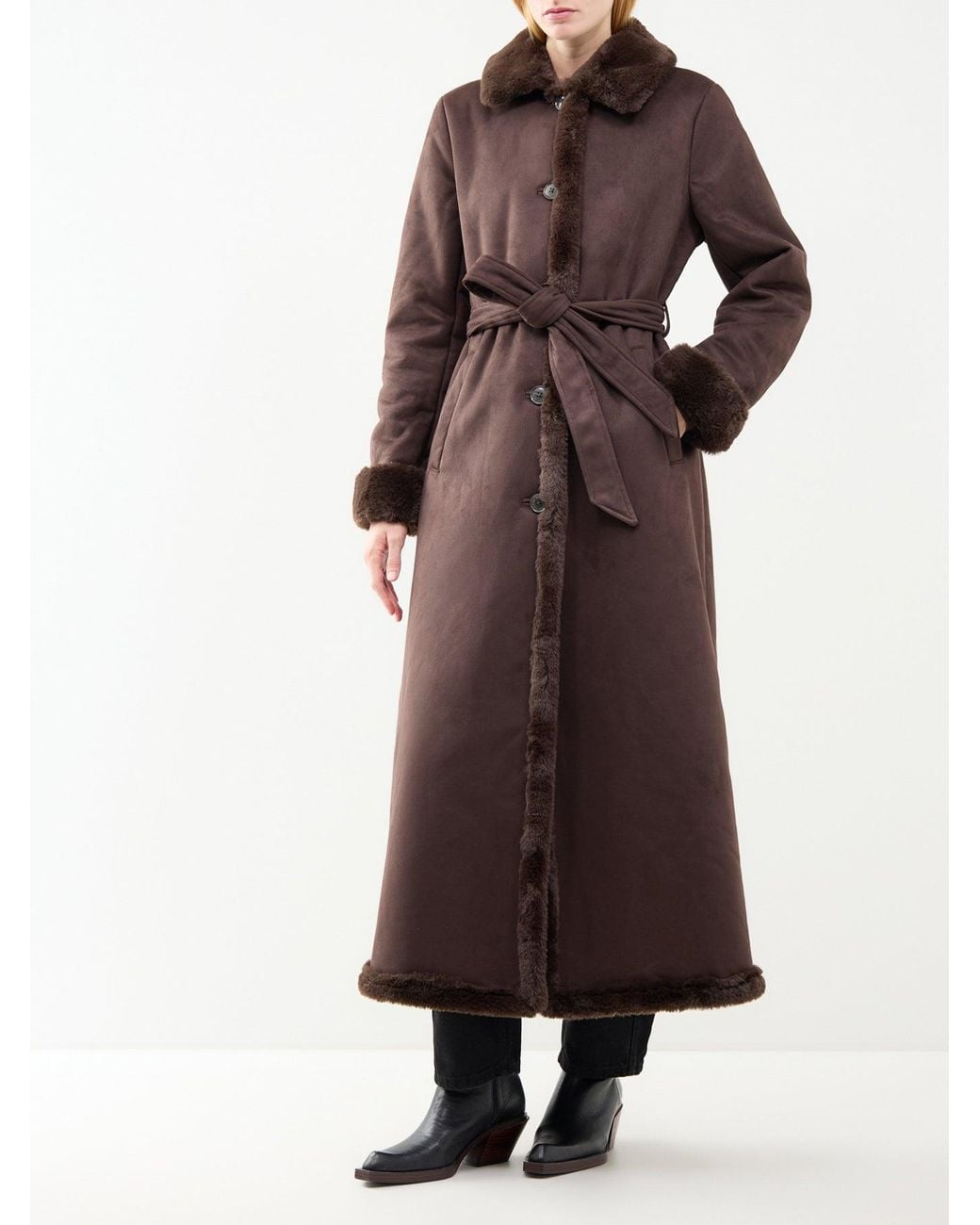 Ralph Lauren Brown Shea Unlined Faux Fur Coat