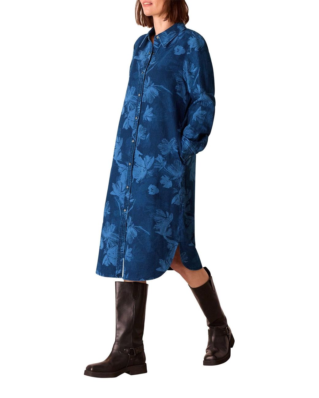 Whistles Blue Chalk Print Shirt Dress