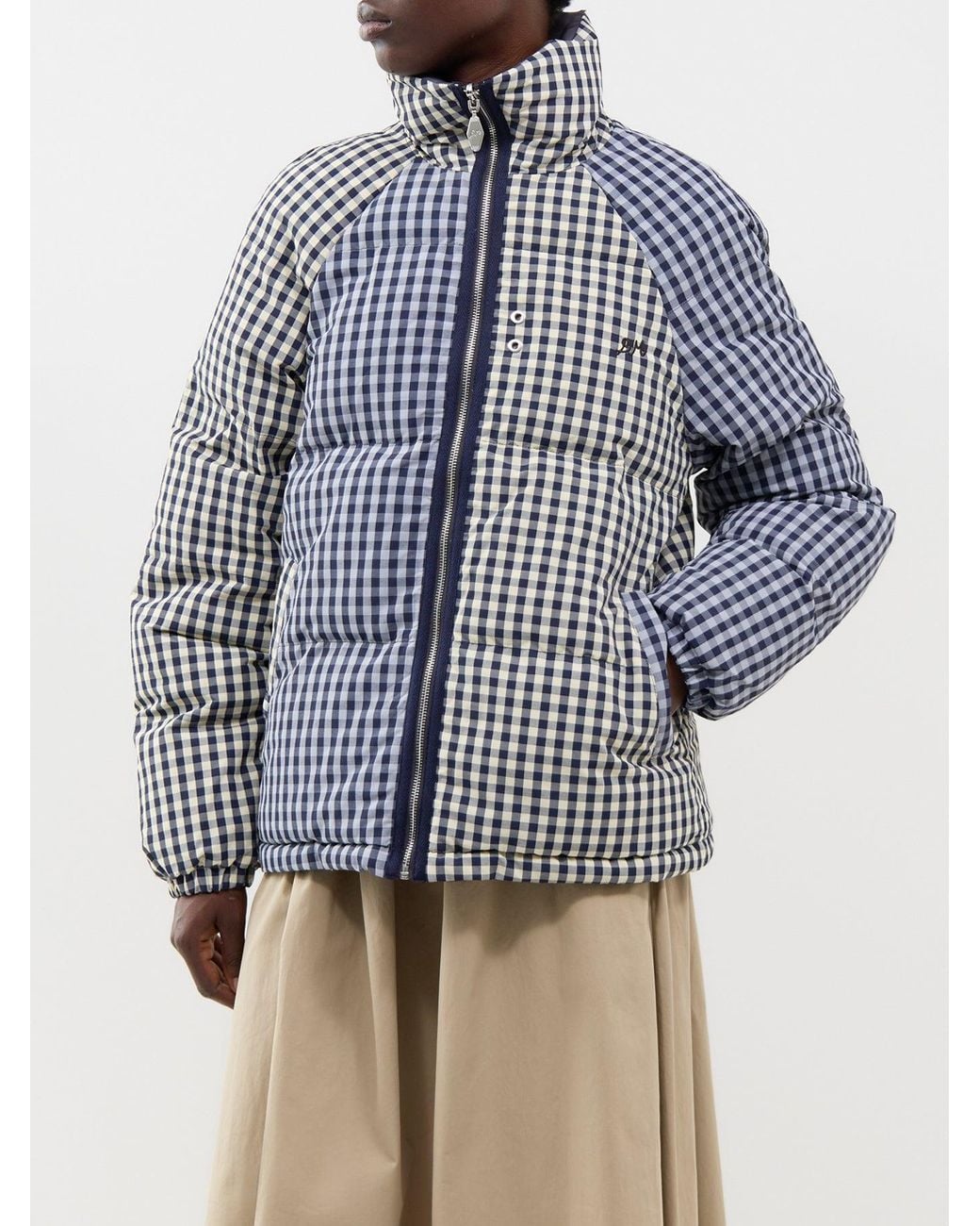 Damson Madder Blue Opal Reversible Gingham Puffer Jacket
