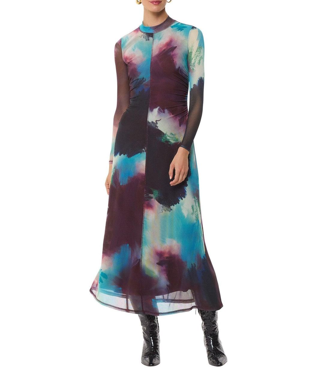 Whistles Multicolor Women's Oil Paint Print Mesh Dress