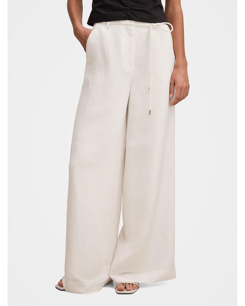 Forever New White Myla Wide Leg Trousers