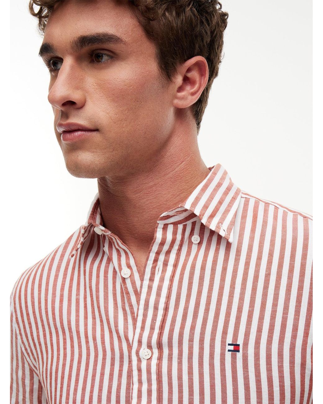 Tommy Hilfiger Pink Regular Blend Bengal Stripe Short Sleeve Shirt for men
