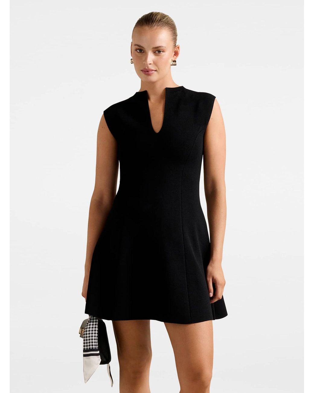 Forever New Black Katerina Crepe Knitted Mini Dress
