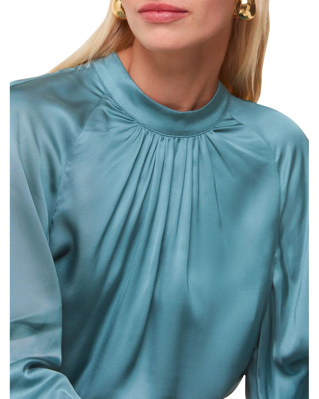 Whistles Blue Women's Lea Satin Blouse