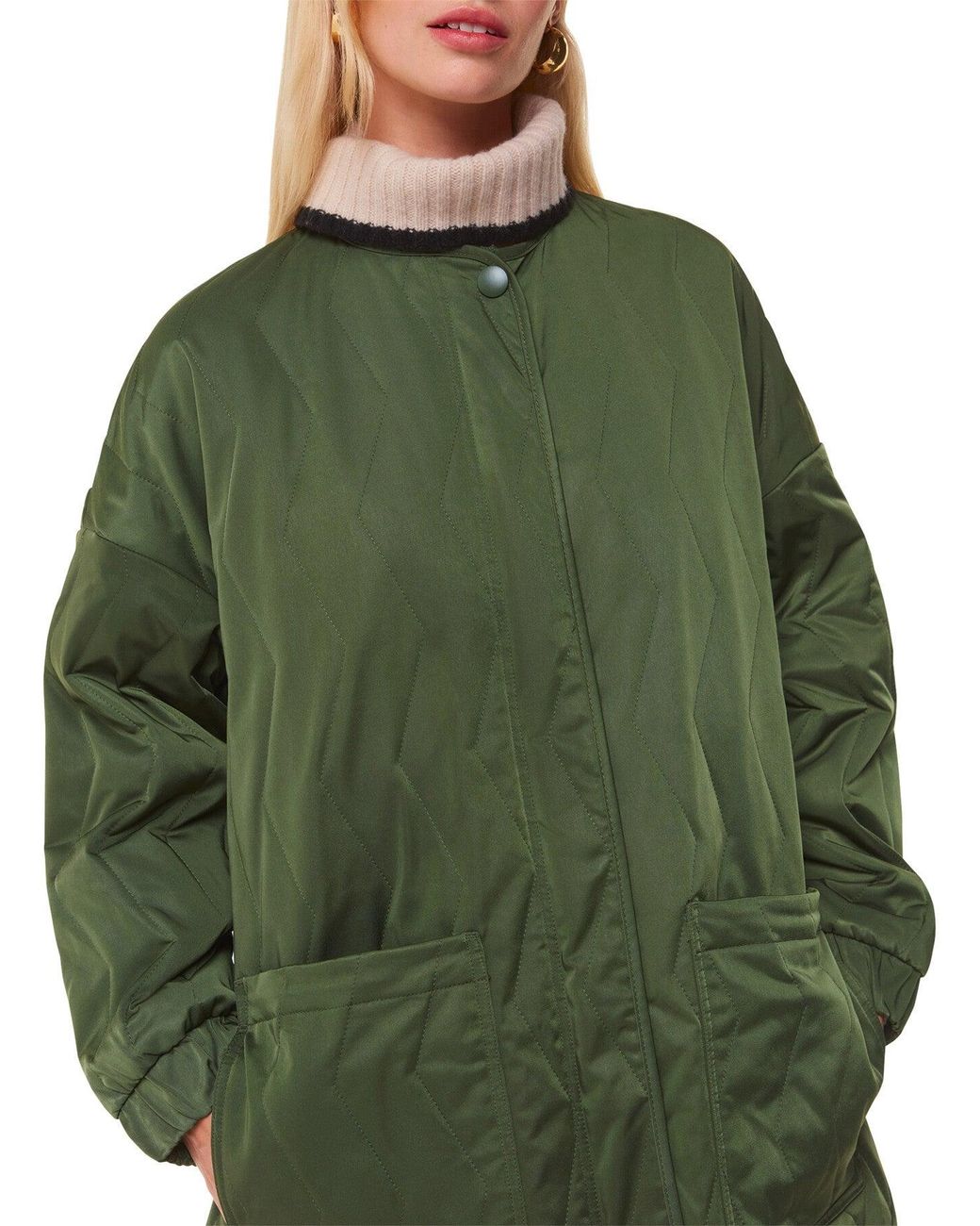 Whistles Green Women's Esther Quilted Coat