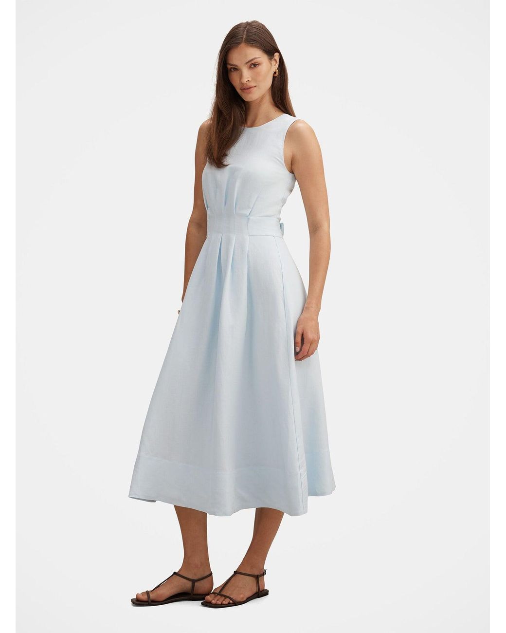 Forever New Blue Rosie Sleeveless Tuck Midi Dress
