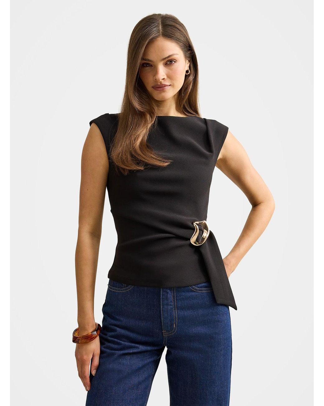 Forever New Black Serena Hardware Detail Blouse