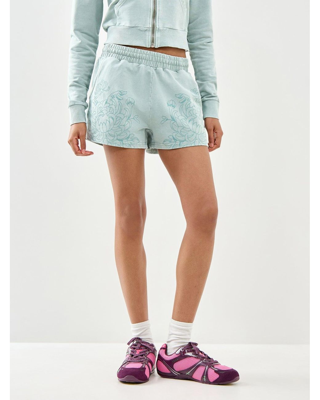 Ed Hardy Blue Applique Tattoo Sweat Shorts