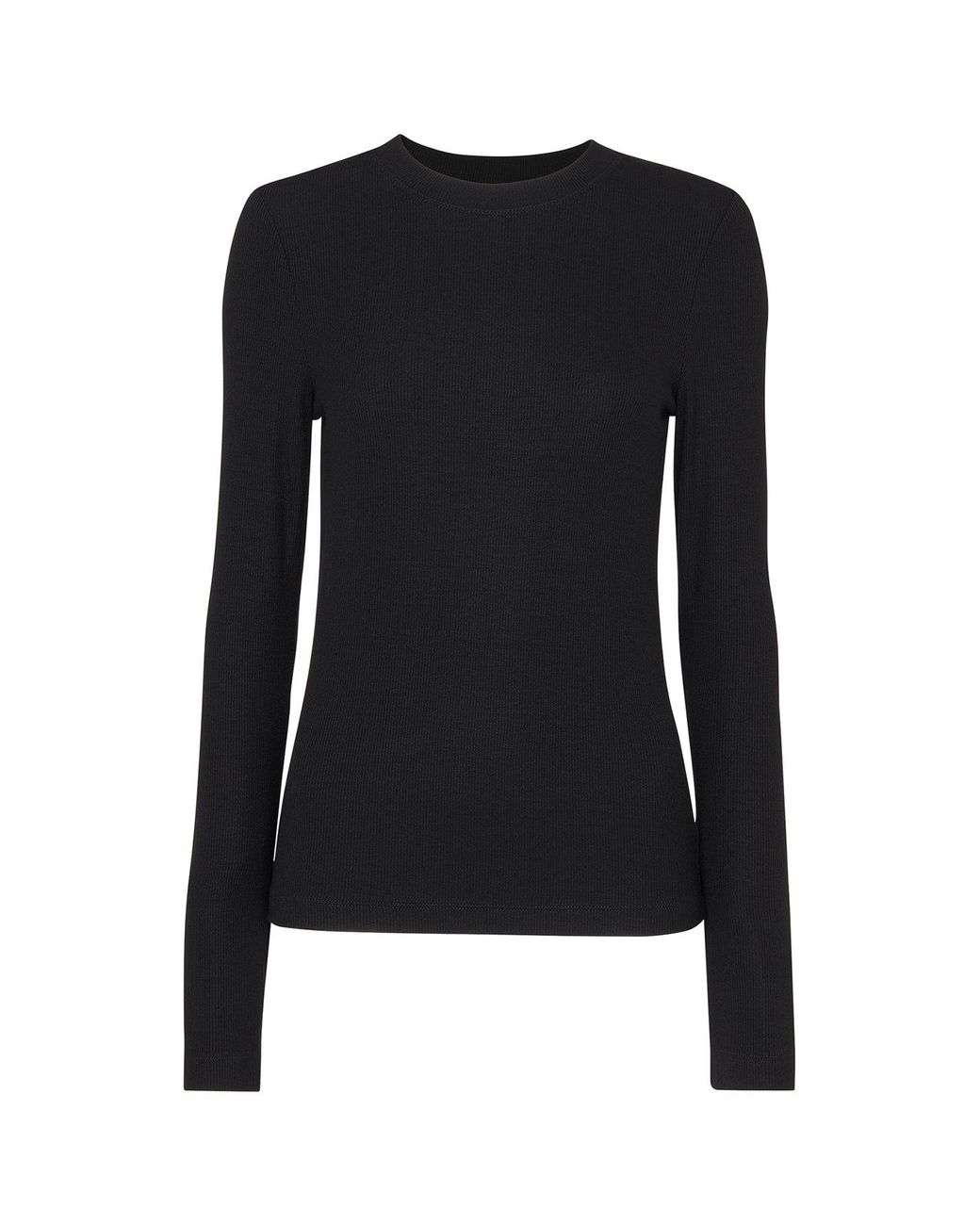 Whistles Black Essential Ribbed Crew
