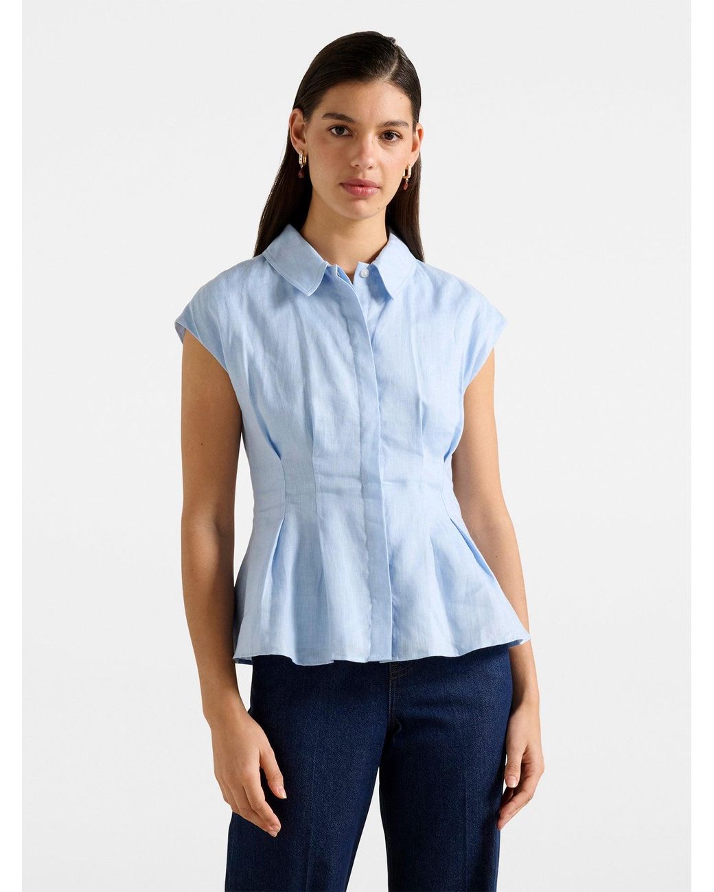 Forever New Blue Carina Pleated Shirt