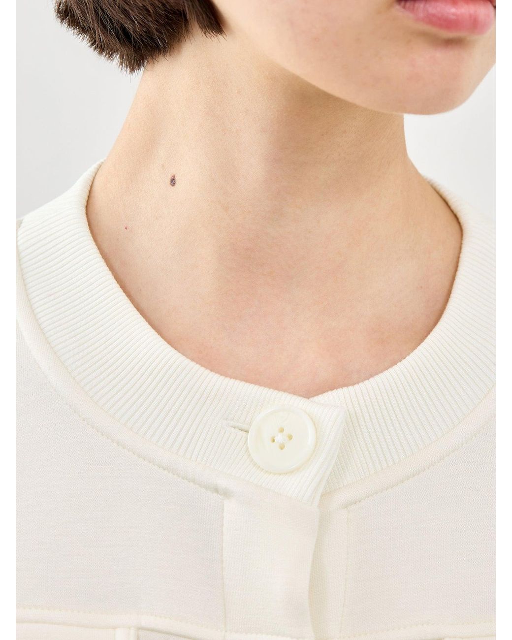 Varley White Hartwell Button Through Sweat