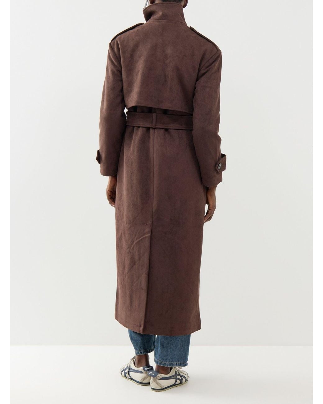 Pretty Lavish Brown Leah Belted Funnel Neck Trench –