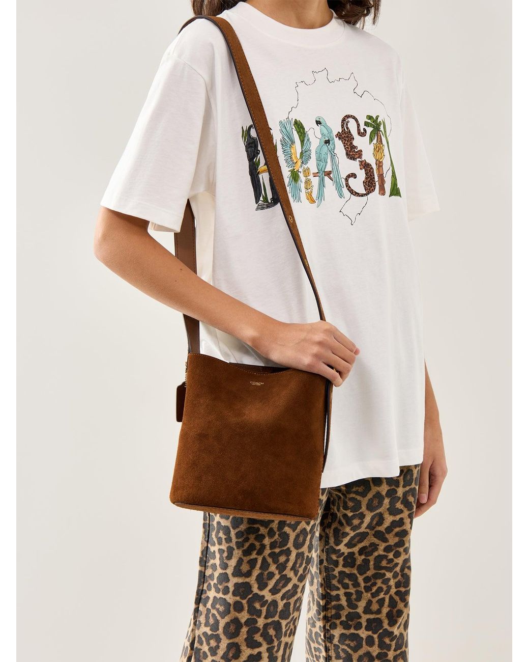 COACH Brown Bleecker 21 Suede Bucket Bag Warm