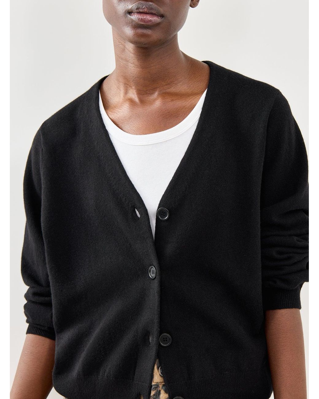Chinti & Parker Black Cropped Boxy Cardigan