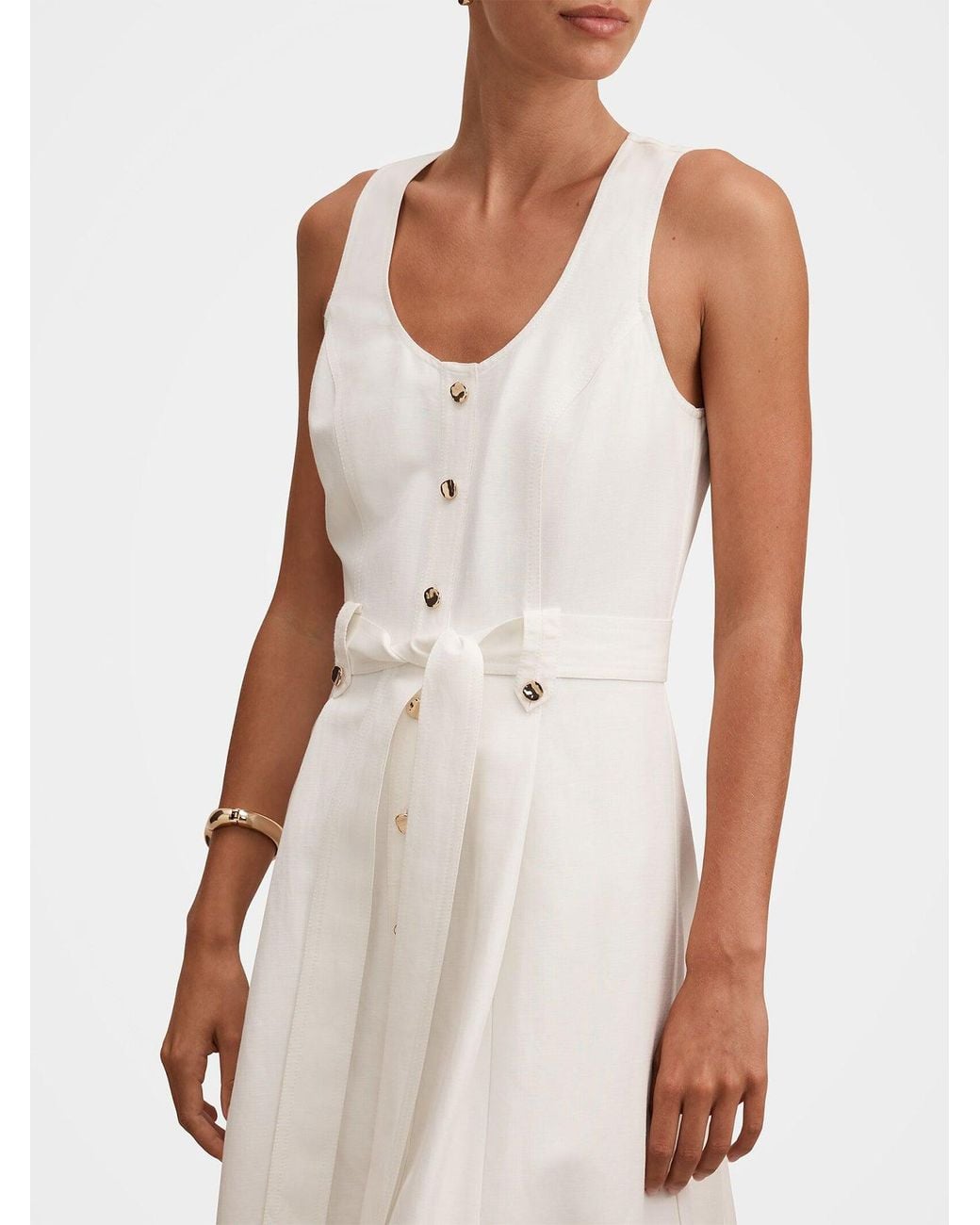 Forever New White Priscilla Button-Down Midi Dress