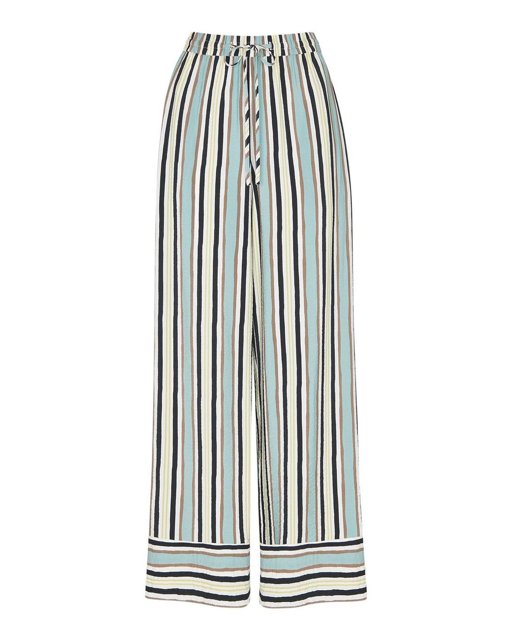 Whistles White Nicola Stripe-Print High-Rise Woven Trousers