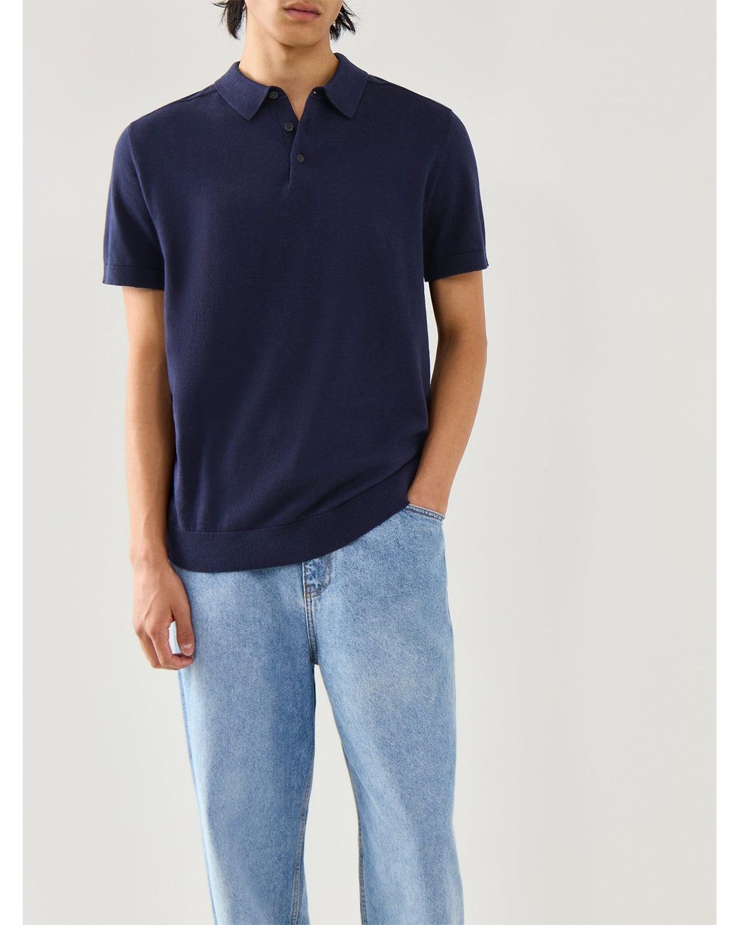 SELECTED Blue Short Sleeves Knitwear Polo for men