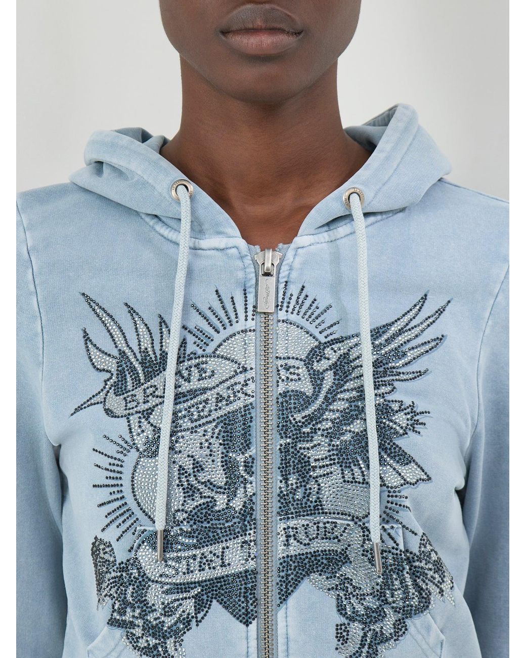 Ed Hardy Blue Stay True Cropped Zip-Through Hoodie