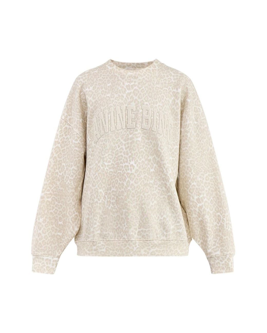Anine Bing White Miles Leopard Sweatshirt Cream