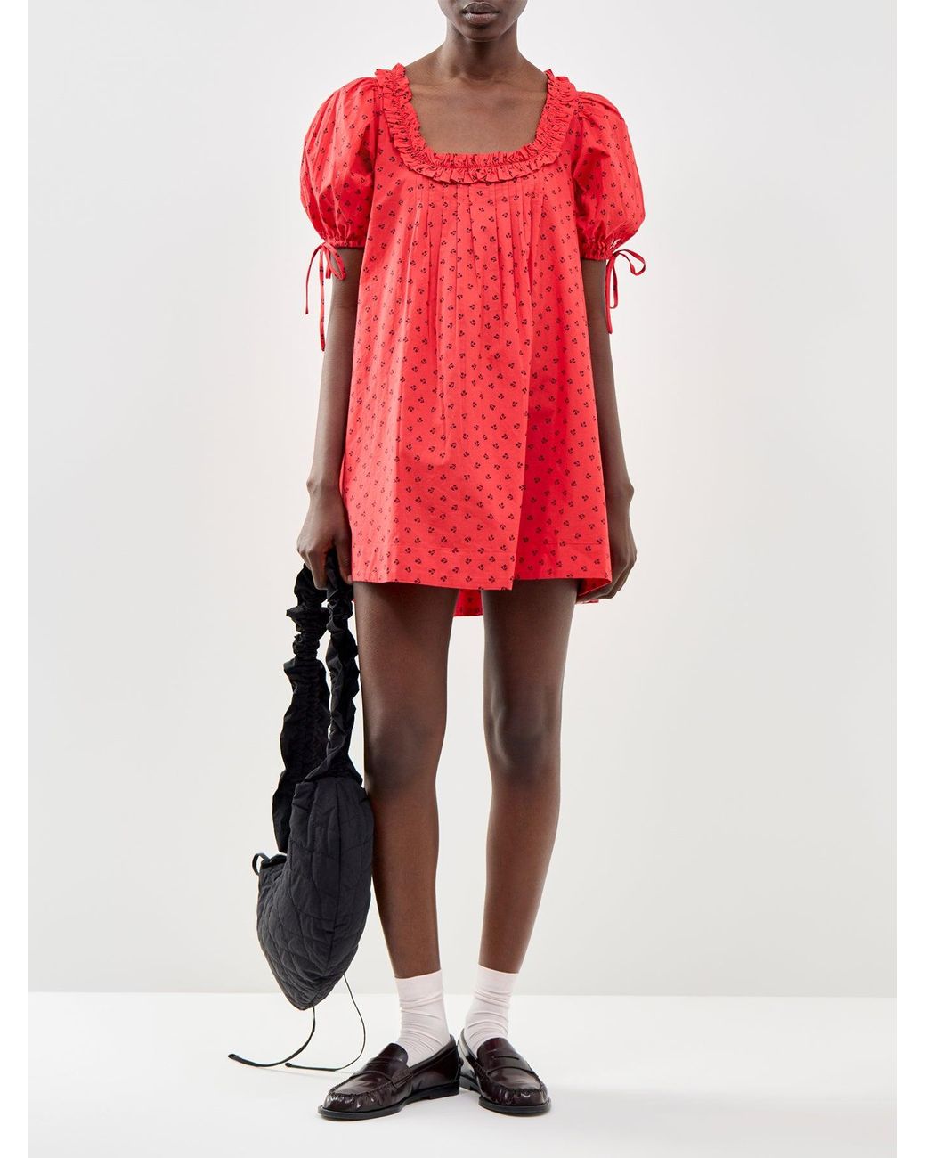Damson Madder Red Jemima Cherry Print Mini Dress