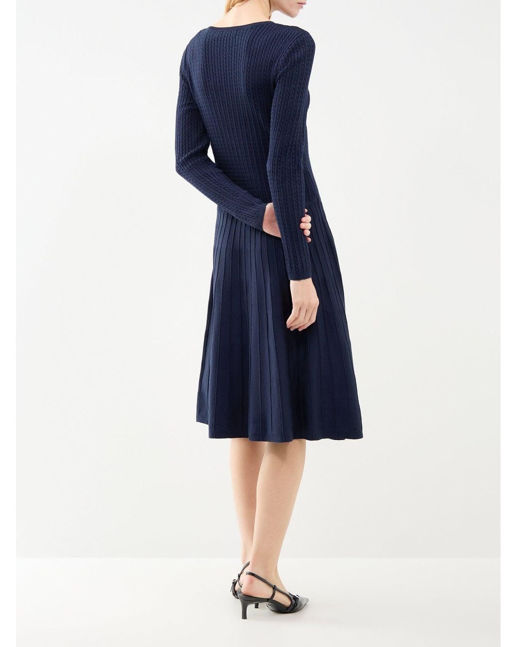 Ralph Lauren Blue Viscose & Cotton Blend Midi Jumper Dress