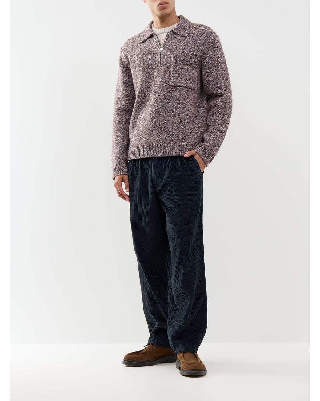Farah Blue Adam Archive Organic Twin Pleat Trousers for men