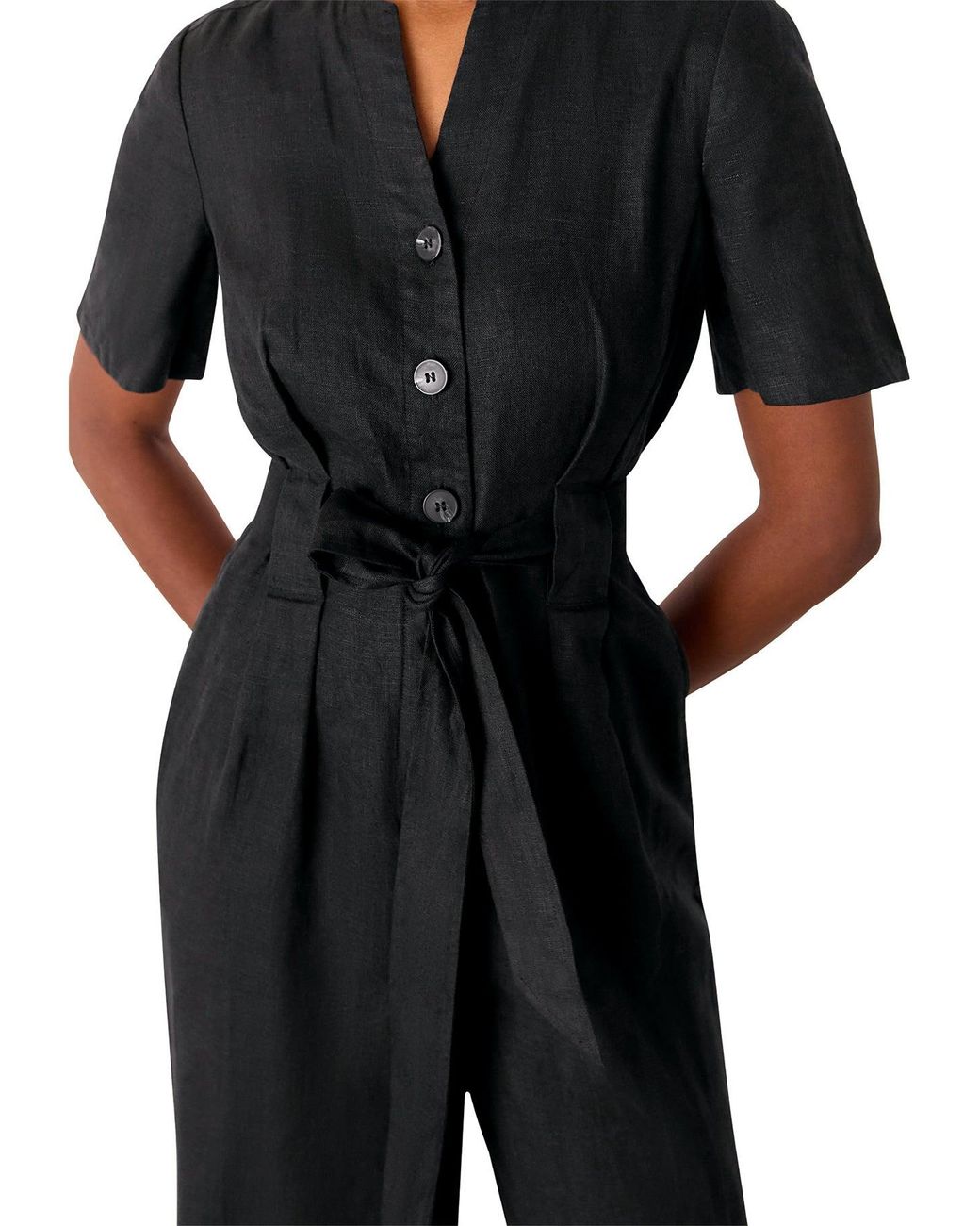 Whistles Black Fiona Button Jumpsuit