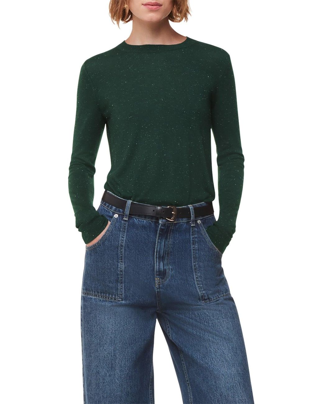 Whistles Green Annie Sparkle Crew Neck