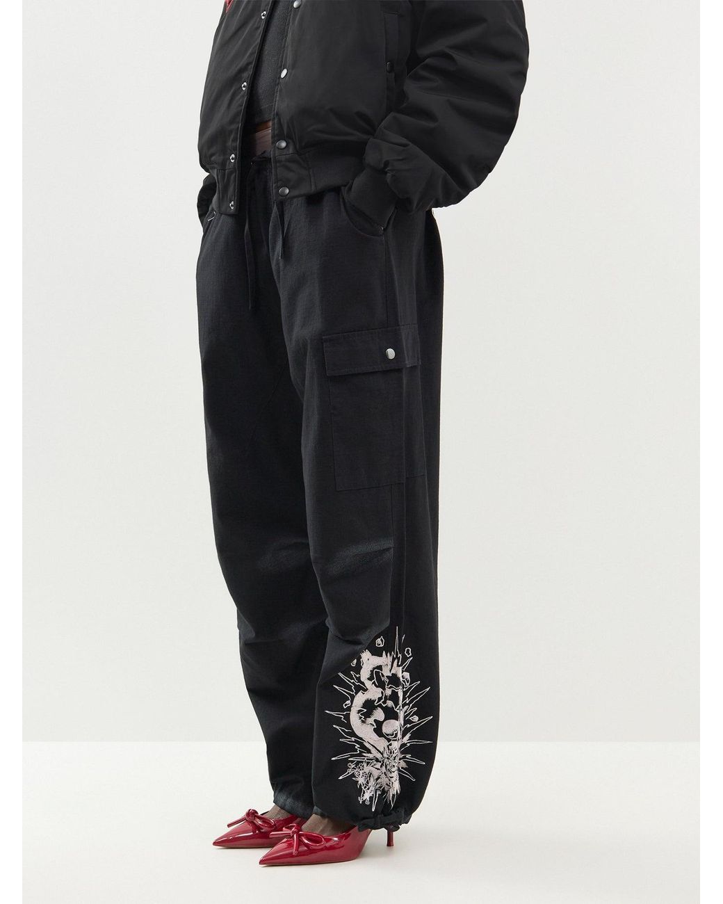 Ed Hardy Black Exploding Skull Cargo Trousers