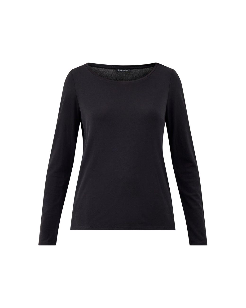 Eileen Fisher Black Women's Scoop Neck Long Sleeve Top