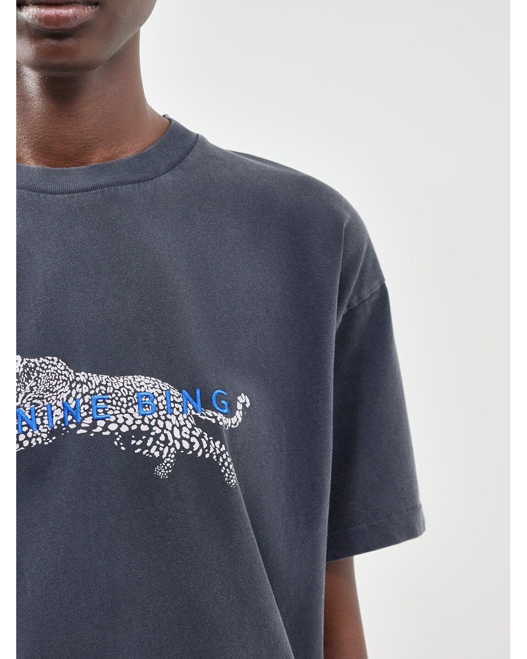 Anine Bing Blue Cade Leopard T-Shirt