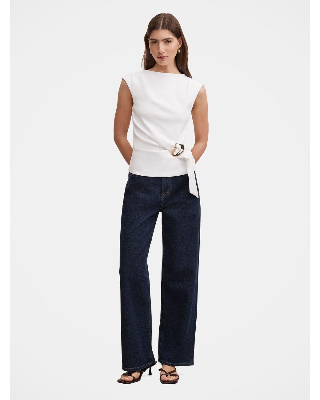 Forever New White Serena Hardware Detail Blouse
