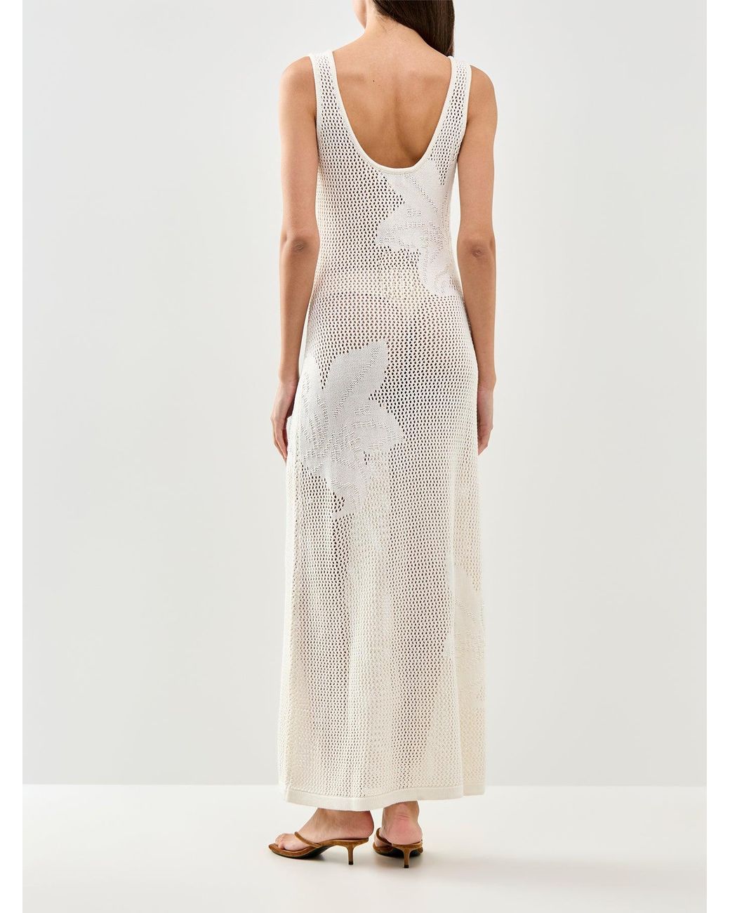 Pretty Lavish White Kailani Floral Openwork Knit Dress Cream