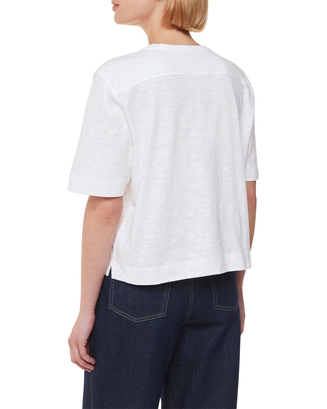 Whistles White Ella V Neck Button Through Tee