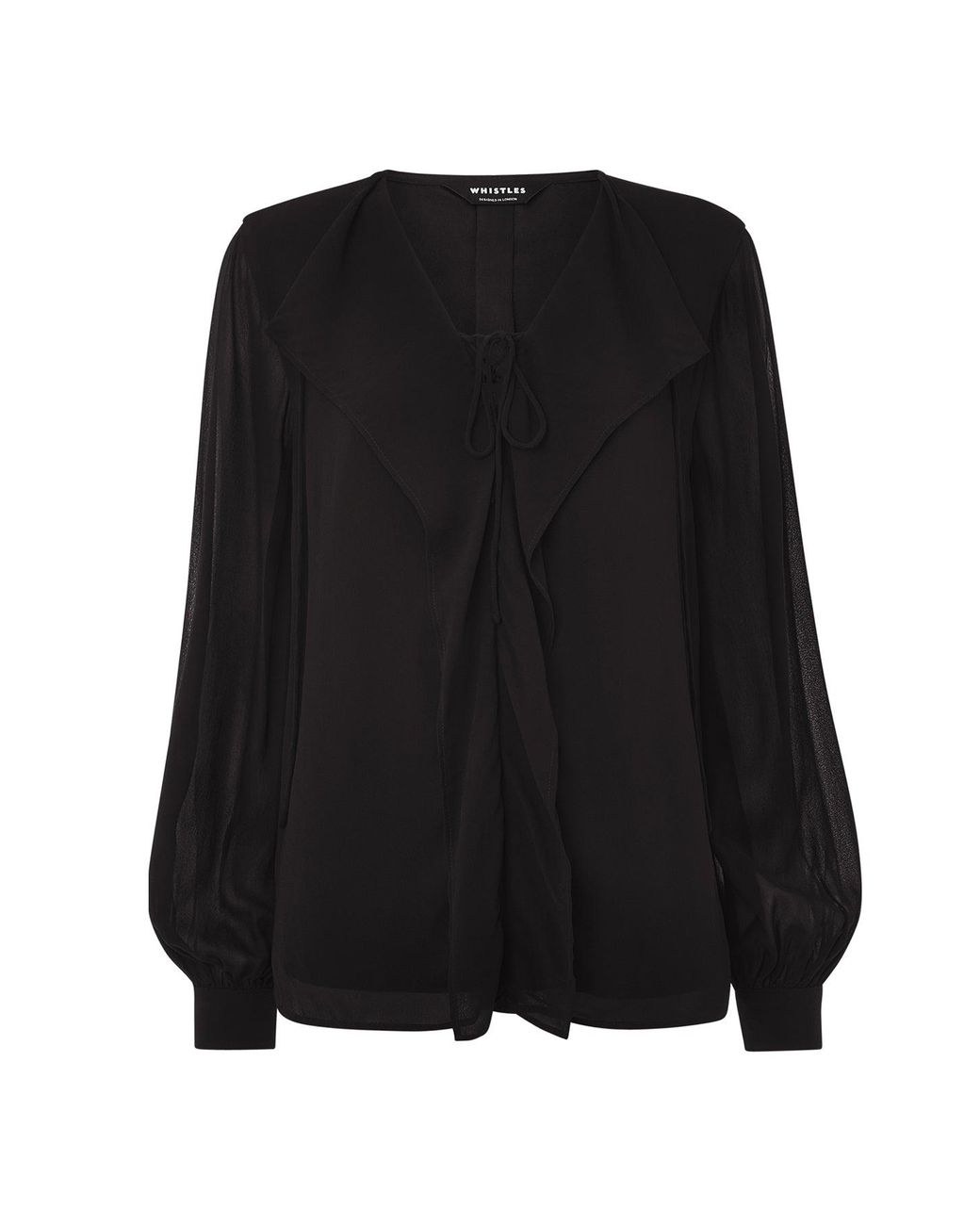 Whistles Black Sheer Frill Blouse