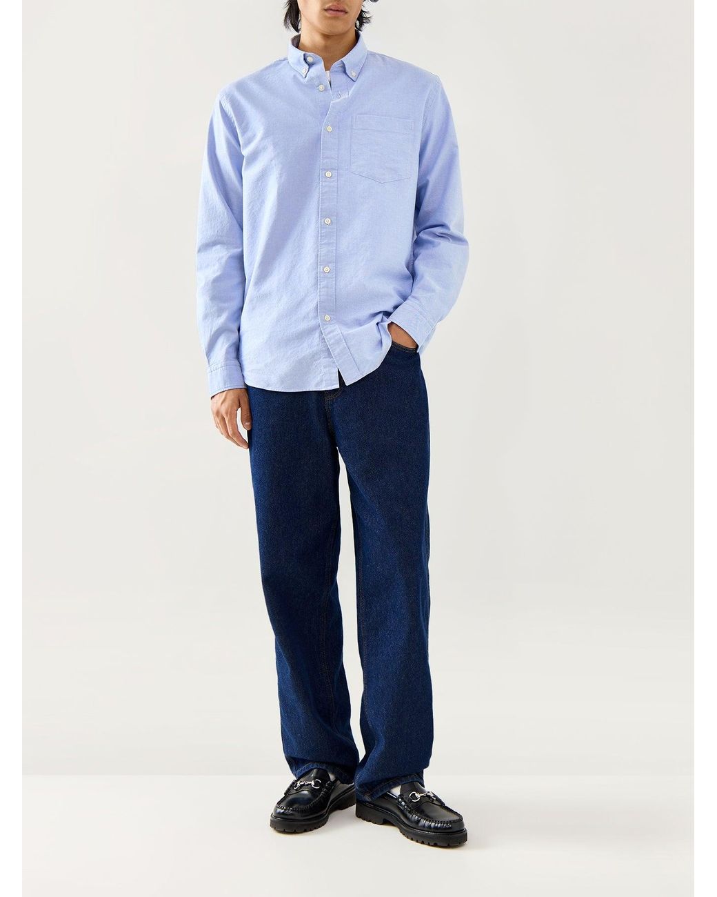 SELECTED Blue Regrick-Ox Shirt Long Sleeves for men