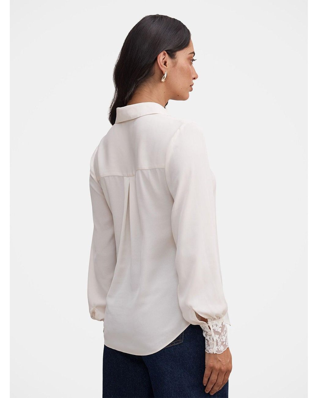 Forever New White Hannah Lace Trim Shirt