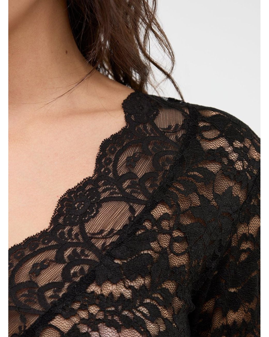 ONLY Black Nikka Long Sleeve Lace Top –