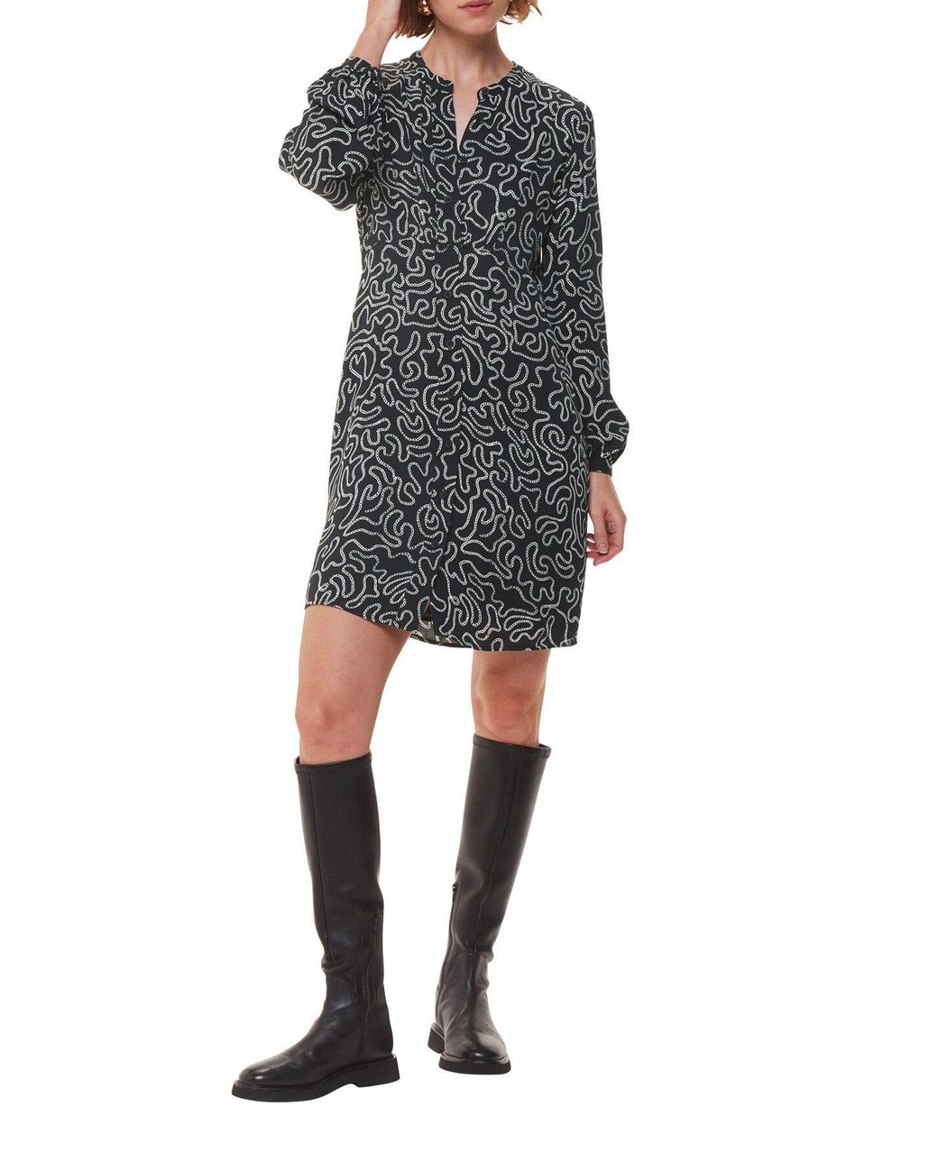 Whistles Gray Women's Chain Print Flippy Dress