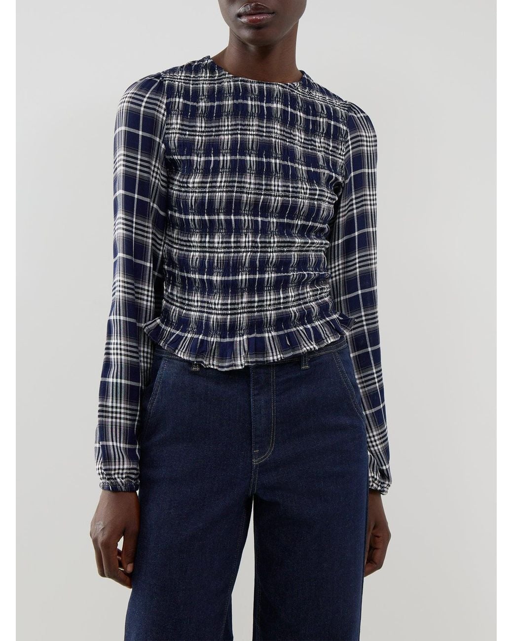 ONLY Blue Carly Long-Sleeved Smock Top