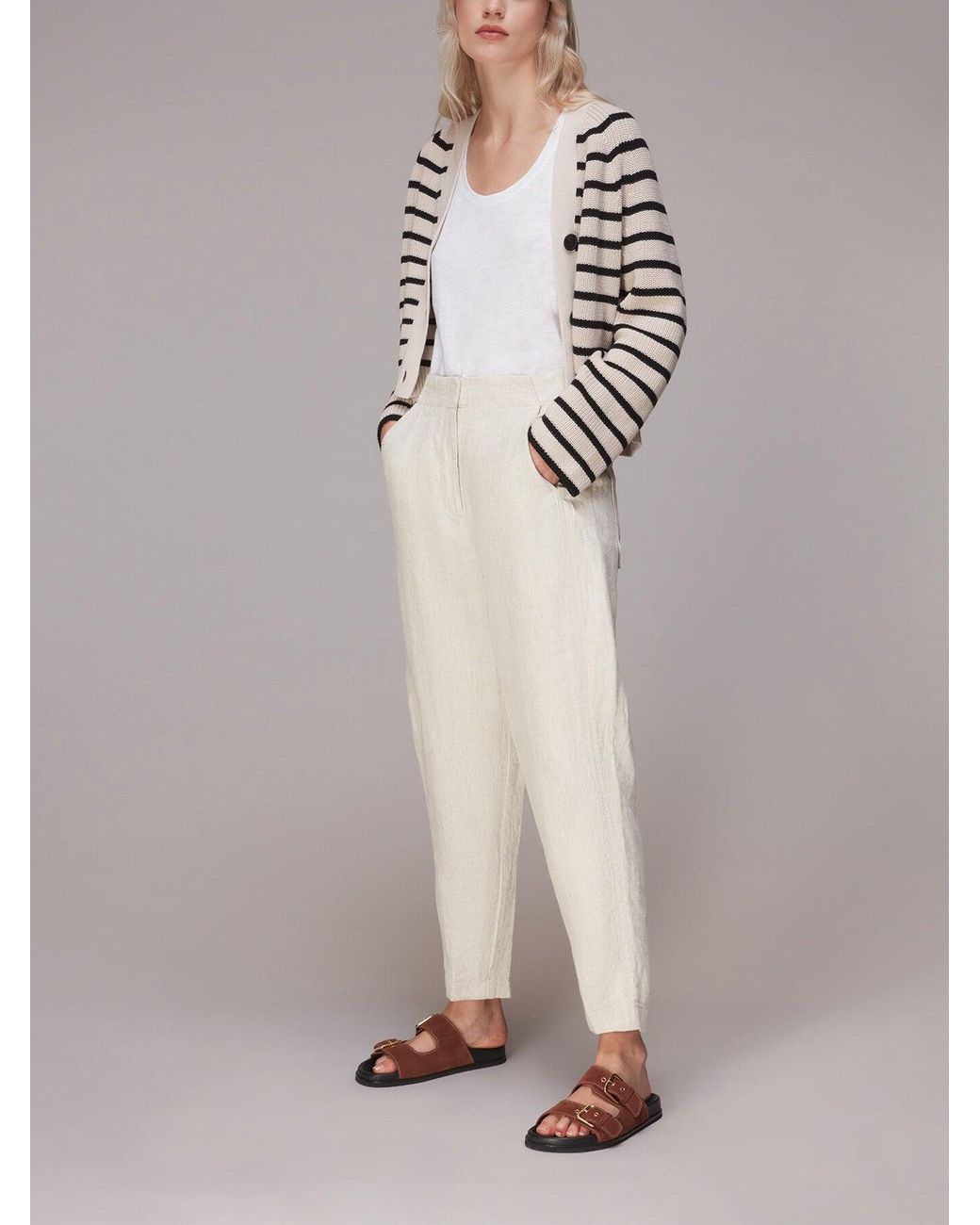 Whistles White Barrel Leg Trouser