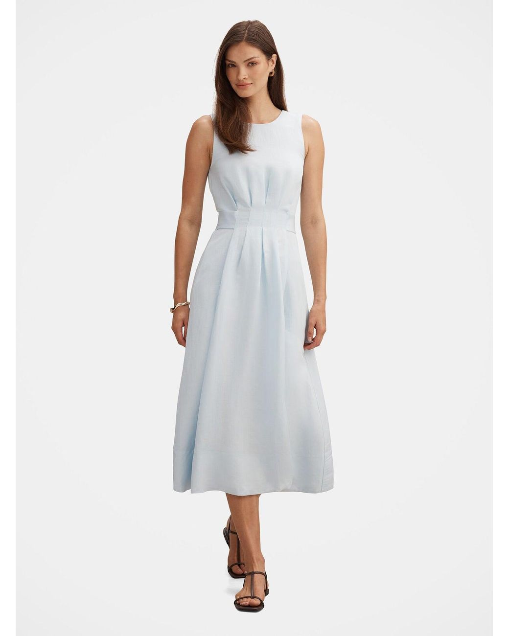 Forever New Blue Rosie Sleeveless Tuck Midi Dress