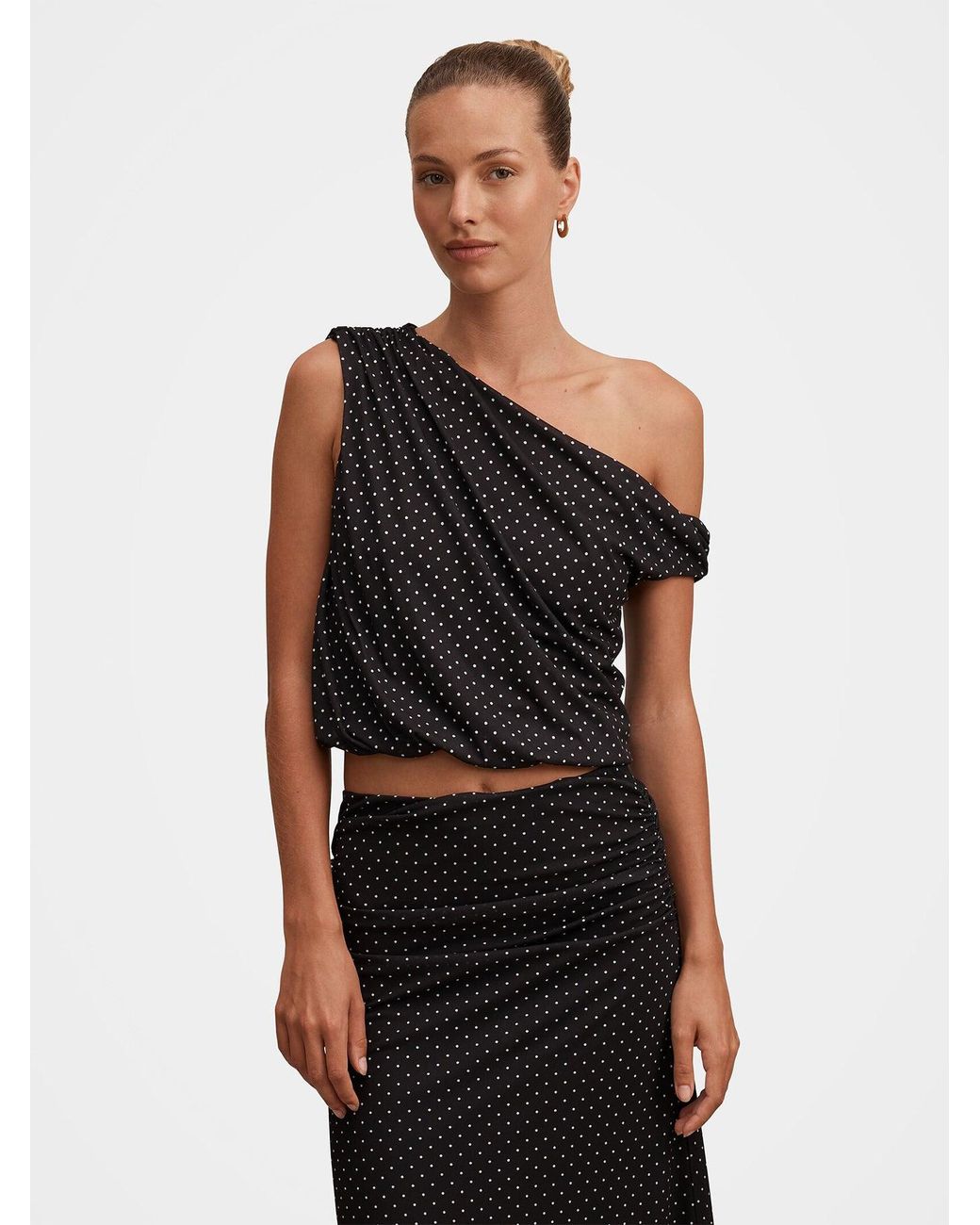 Forever New Blue Mila Spot Print Drape Top