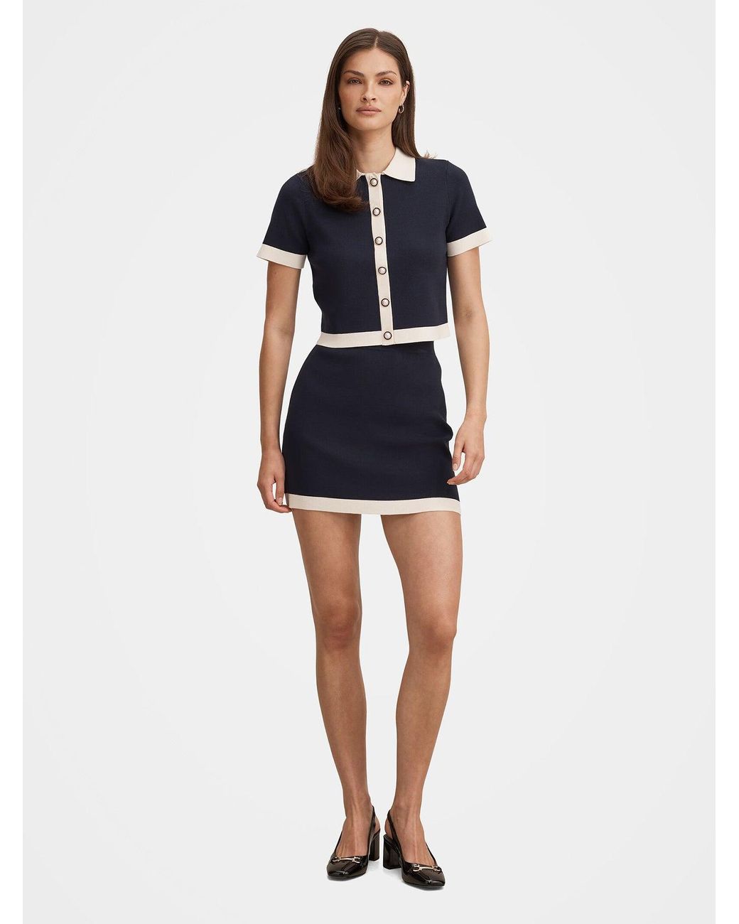 Forever New Blue Farah Knitted Mini Skirt