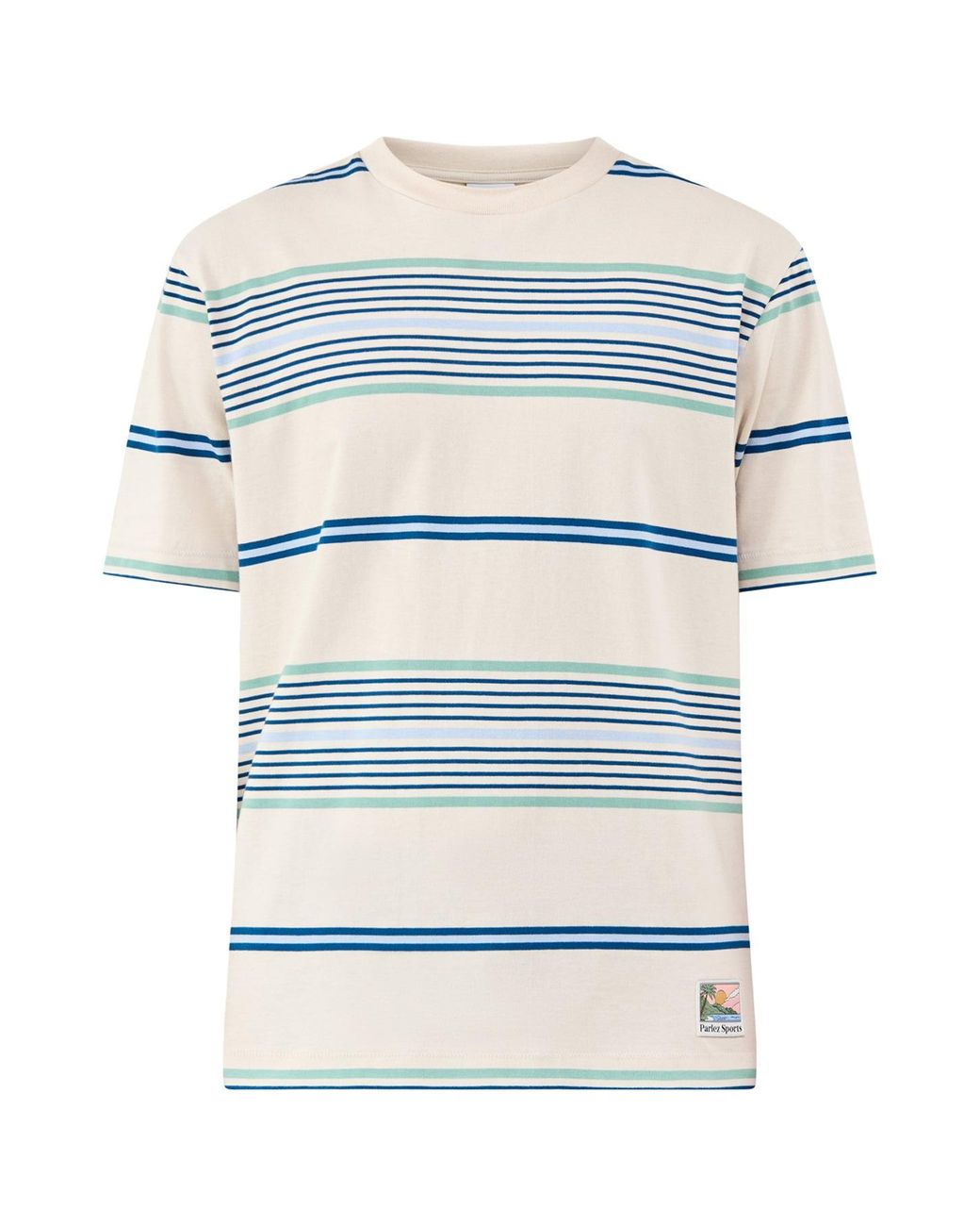 Parlez Blue Calm Stripe T-Shirt Cream for men