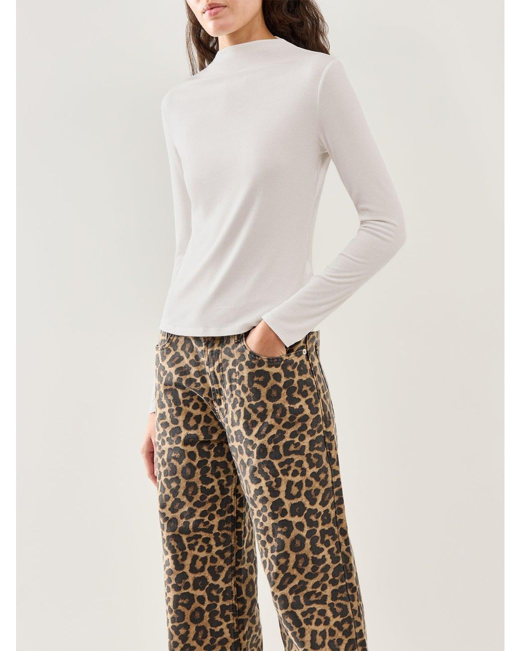 Nobody's Child Natural Ribbed Grown-On Neck Top