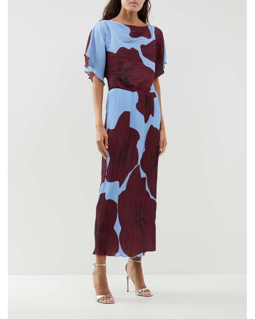 Never Fully Dressed Purple Tilly Floral Plissé Maxi Dress