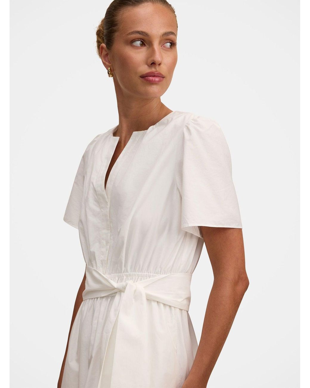 Forever New White Matilda Embroidered Tie Midi Dress