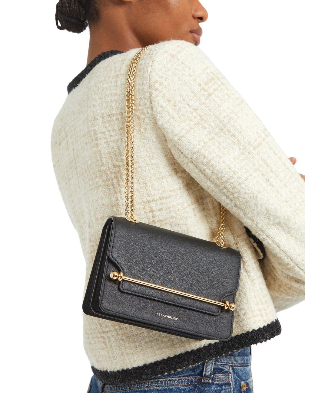 Strathberry Black Eastwest Mini Leather Bag