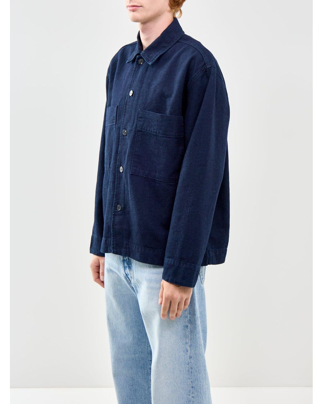 SELECTED Blue Relaxed Fit Denim Overshirt for men